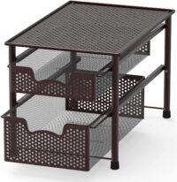 Simple Houseware Stackable 2 Tier Sliding Basket Organizer Drawer, Bronze
