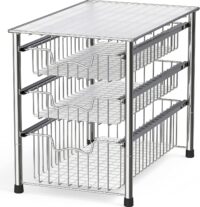 Simple Houseware Stackable 3 Tier Sliding Basket Organizer Drawer, Chrome