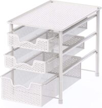 Simple Houseware Stackable 3 Tier Sliding Basket Organizer Drawer, White