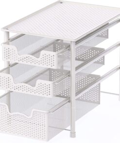 Simple Houseware Stackable 3 Tier Sliding Basket Organizer Drawer, White
