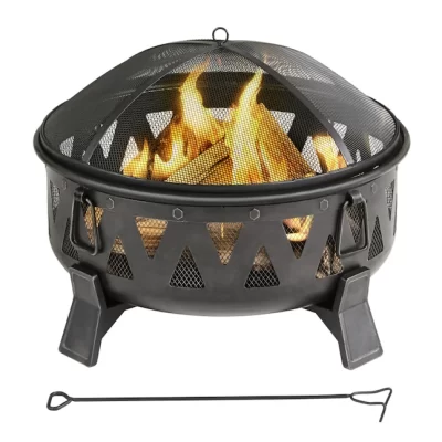 Style Selections  29.9-in W Antique Black Steel Wood-Burning Fire Pit