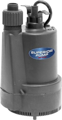 Superior Pump 91330 1/3 HP Thermoplastic Submersible Utility Pump with 10-Foot Cord