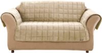 Sure Fit Deluxe Microban Sofa Furniture Cover, Quilted Velvet Polyester, Machine Washable, Ivory