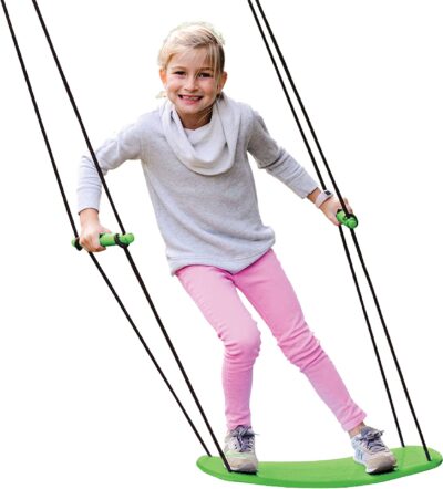 Swurfer Kick Stand Up Surfing Tree Swing Outdoor Swings for Kids Up to 150 Lbs - Hang from Up to 10 Feet High - Includes 24" SwingBoard, UV Resistant Rope, Handles