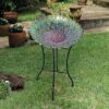 Teamson Bird bath 21.2-in H Multi Color Glass Complete Birdbath Teamson Bird bath 21.2-in H Multi Color Glass Complete Birdbath