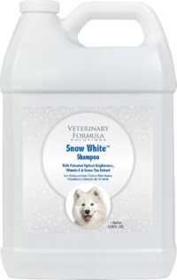 Veterinary Formula Solutions Snow White Whitening Shampoo for Dogs & Cats - Safely Remove Stains Without Bleach or Peroxide – Gently Cleanses, Deodorizes and Brightens White Coat – Fresh Scent, 128 oz