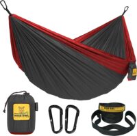 Wise Owl Outfitters Camping Hammock, Charcoal & Red