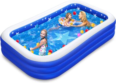 Inflatable Swimming Pool, 120" X 72" X 22" Kiddie Pool, amily Inflatable Lounge Pool for Kiddie, Kids, Adults, Infant, Toddlers, Easy Set Swimming Pool for Garden, Backyard, Outdoor Summer Water Party