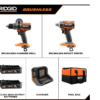 RIDGID R9209 18V Brushless Cordless 2-Tool Combo Kit with Drill/Driver, Impact Driver, (2) Batteries, 18V Charger, and Tool Bag
