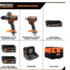 RIDGID R9208-AC840040 18V Brushless Cordless 2-Tool Combo Kit with Hammer Drill, Impact Driver, (3) Batteries, Charger, and Bag