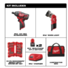 Milwaukee 2482-22 M12 12-Volt Lithium-Ion Cordless 1/4 in. Hex Screwdriver/LED Worklight Kit with (2) 1.5Ah Batteries,Bit Set & Bag