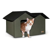 K&H Olive/Black Outdoor Extra-Wide Kitty House, 26.5" L X 13.5" W X 21.5" H