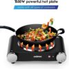 Cusimax Hot Plate Electric Burner, Single Burner Cast Iron hot plates, Portable Burner 1500W Steel Non-Slip Rubber Feet, Upgraded Version