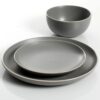 Gibson Home Rockaway 12-Piece Dinnerware Set Service for 4, Grey Matte