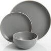 Gibson Home Rockaway 12-Piece Dinnerware Set Service for 4, Grey Matte