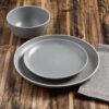 Gibson Home Rockaway 12-Piece Dinnerware Set Service for 4, Grey Matte