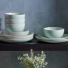 Gibson Home Rockaway 12 Piece Dinnerware, Teal Matte