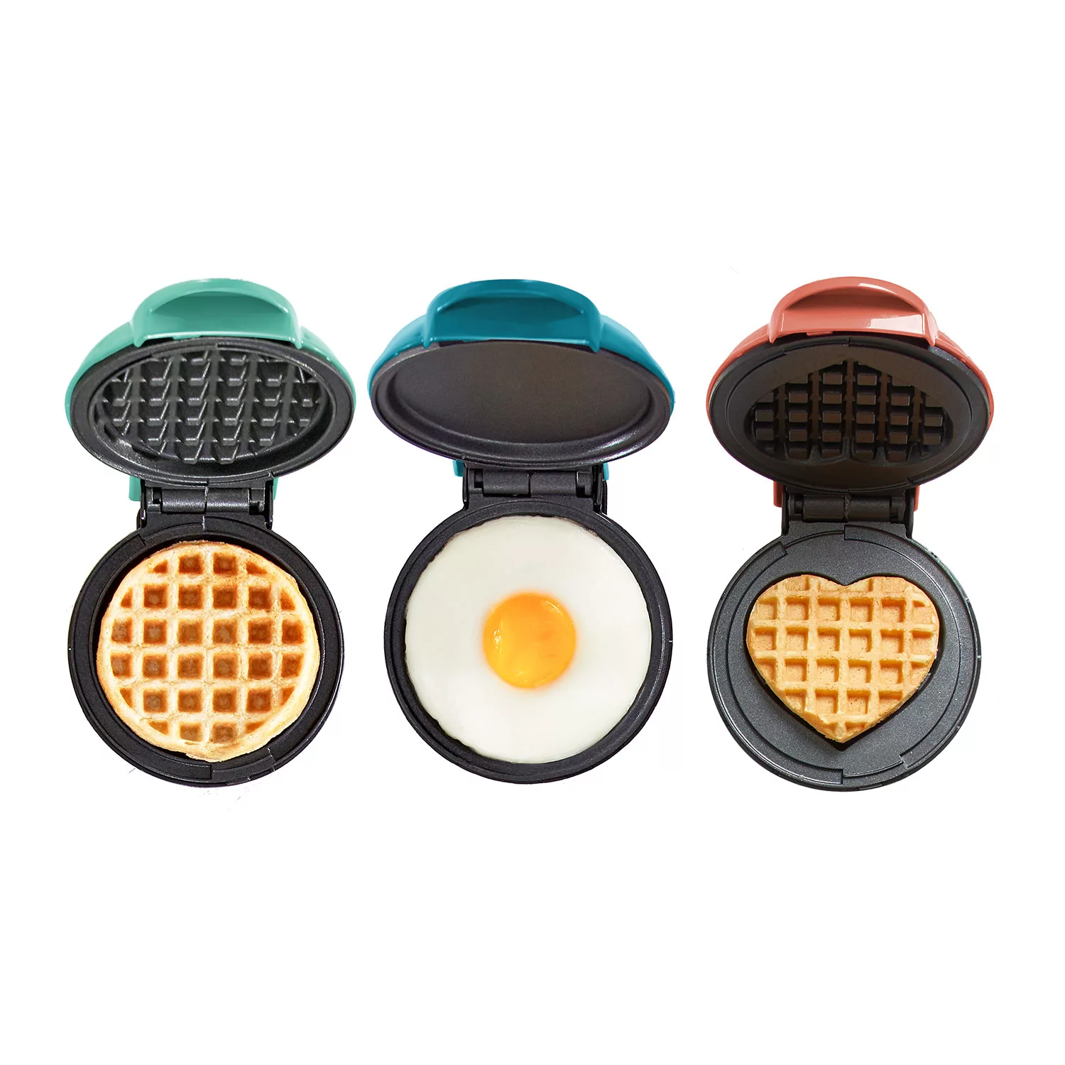 DASH Mini Maker 3-Pack Gift Set Mini Waffle Maker Color Coral Mint Teal