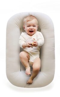 Snuggle Me Organic Bare | Baby Lounger & Infant Floor Seat | Newborn Essentials | Organic Cotton, Fiberfill | Natural