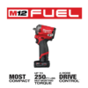 Milwaukee 2554-22 M12 FUEL 12V Lithium-Ion Brushless Cordless Stubby 3/8 in. Impact Wrench Kit with One 4.0 and One 2.0Ah Batteries