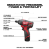 Milwaukee 2482-22 M12 12-Volt Lithium-Ion Cordless 1/4 in. Hex Screwdriver/LED Worklight Kit with (2) 1.5Ah Batteries,Bit Set & Bag