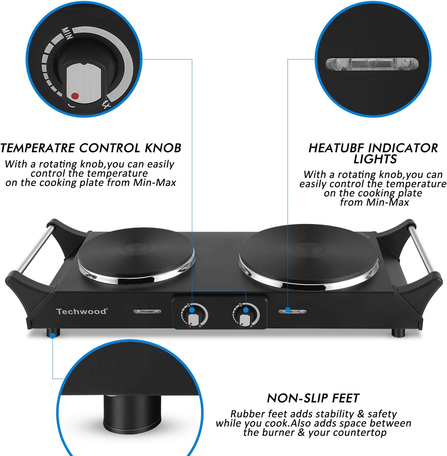 Techwood Hot Plate, 1800W Portable Electric Stove for Cooking