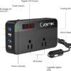 BMK 200W Car Power Inverter DC 12V to 110V AC Car Inverter 4 USB Ports Charger Adapter Car Plug Converter with Switch and Current LCD Screen