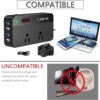 BMK 200W Car Power Inverter DC 12V to 110V AC Car Inverter 4 USB Ports Charger Adapter Car Plug Converter with Switch and Current LCD Screen