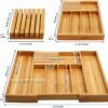 Bamboo Silverware Drawer Organizer Kitchen, Expandable Utensil Holder and Cutlery Tray with Divider | 13"-21.6"