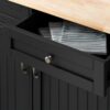StyleWell Bainport Black Kitchen Cart with Butcher Block Top