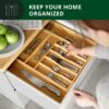 Luxury Bamboo Kitchen Drawer Organizer - Silverware Organizer - Utensil Holder and Cutlery Tray (9 Slot, Natural)