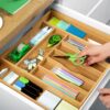 Luxury Bamboo Kitchen Drawer Organizer - Silverware Organizer - Utensil Holder and Cutlery Tray (9 Slot, Natural)