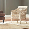 Home Decorators Collection Maharaja Sandblasted White Wood Hand-Carved Arm Chair