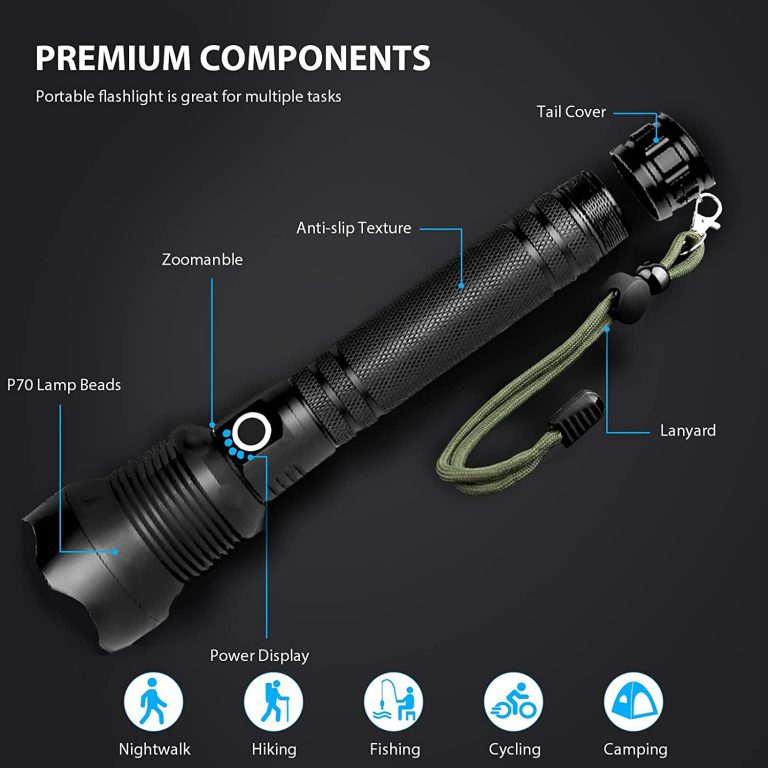 Lylting Rechargeable LED Flashlights High Lumens, 90000 Lumens Super ...