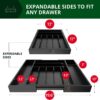 Luxury Bamboo Kitchen Drawer Organizer - Silverware Organizer - Utensil Holder and Cutlery Tray (9 Slot, Black)
