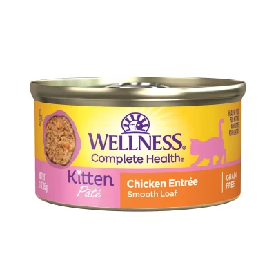 Wellness Complete Health Kitten Chicken Pate Canned Wet Food, 3 oz., Case of 24