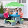 Step2 Sun & Shade Umbrella Kids Picnic Table, Multiple, 32"D x 32"W x 52.25"H