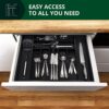 Luxury Bamboo Kitchen Drawer Organizer - Silverware Organizer - Utensil Holder and Cutlery Tray (9 Slot, Black)