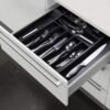 Luxury Bamboo Kitchen Drawer Organizer - Silverware Organizer - Utensil Holder and Cutlery Tray (9 Slot, Black)