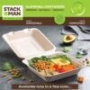 Stack Man 100% Compostable 12 oz. Paper Bowls [125-Pack] Heavy-Duty Quality Natural Disposable Bagasse