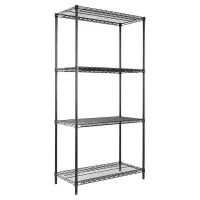 Alera ALESW503618BL Industrial Heavy-Duty Wire Shelving Starter Kit, 4-Shelf, 36w X 18d X 72h, Black
