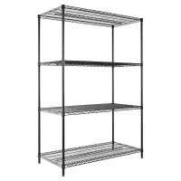 Alera ALESW504824BL Industrial Heavy-Duty Wire Shelving Starter Kit, 4-Shelf, 48" x 24" x 72", Black
