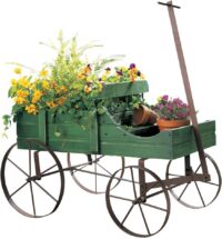 Amish Wagon Decorative Indoor/Outdoor Garden Backyard Planter, Green