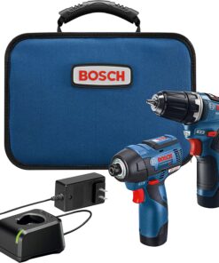 BOSCH GXL12V-220B22 12V Max 2-Tool Brushless Combo Kit with 3/8 In. Drill/Driver, 1/4 In. Hex Impact Driver and (2) 2.0 Ah Batteries, Brushless 12V Kit