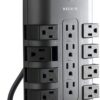 Belkin Surge Power Strip Protector - 8 Rotating & 4 Stationary AC Multiple Outlets - 8 ft Long Heavy Duty Extension Cord Flat Pivot Plug for Home, Office, Travel, Desktop & Charging Brick, 4320 Joules