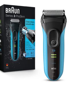 Braun Electric Series 3 Razor with Precision Trimmer, Rechargeable, Wet & Dry Foil Shaver for Men, Blue/Black, 4 Piece