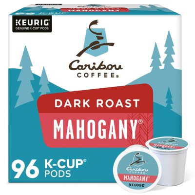 Caribou Coffee Mahogany, Single-Serve Keurig K-Cup Pods, Dark Roast Coffee, 96 Count