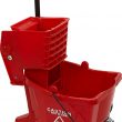 Carlisle 3690805 Commercial Mop Bucket With Side Press Wringer, 26 Quart Capacity, Red