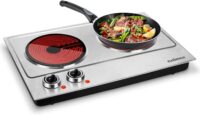 Cusimax Hot Plate Electric Stove, 1800W Double Burners, Infrared Cooktop, Compatible w/All Cookware, Upgraded Version