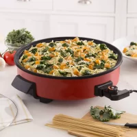 Dash Family Size Electric Skillet with 14 inch Nonstick Surface + Recipe Book, Red
